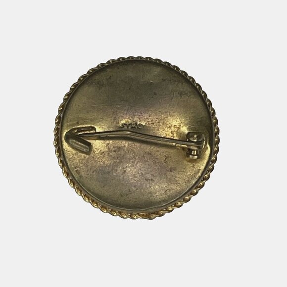 Vtg Micro Mosaic 1.25" w Glass Tile Round Floral Brooch Pin Multi Color Italy - Picture 2 of 5